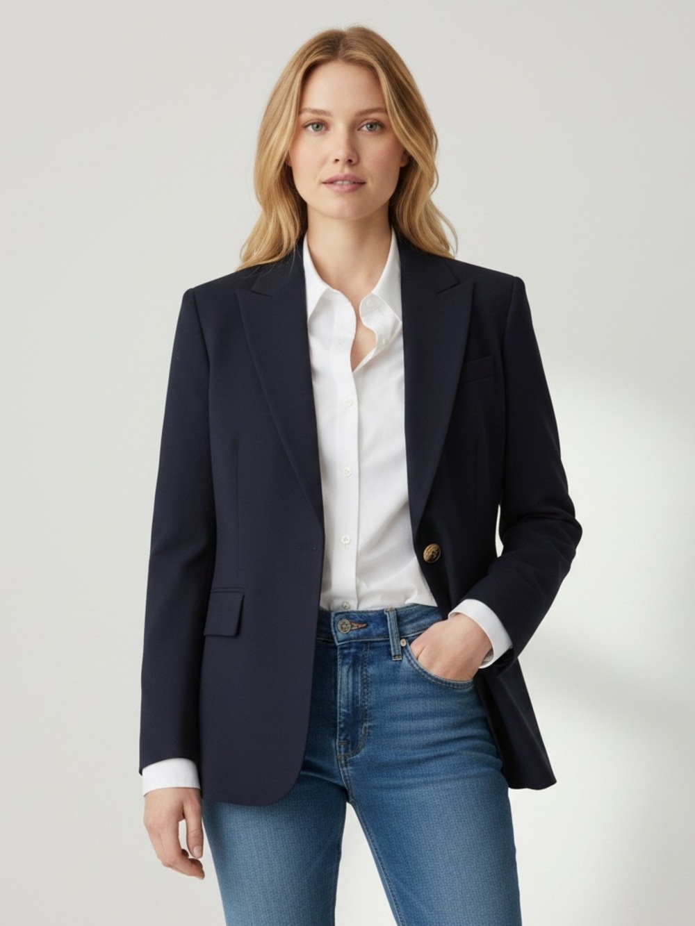 P.A.R.O.S.H. Navy Virgin Wool Blazer | size large